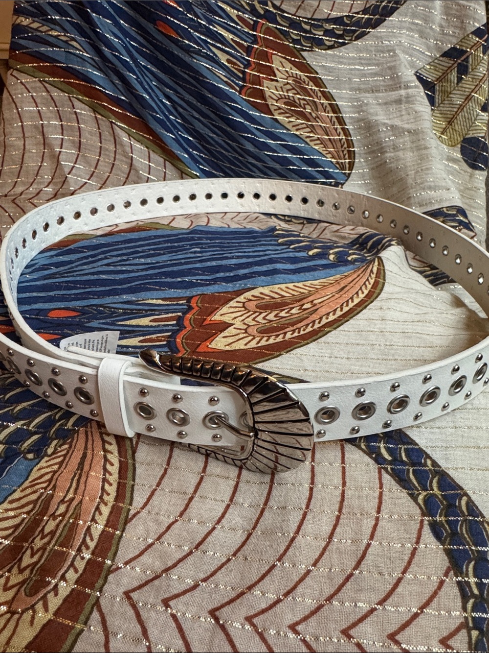 NWOT White Women’s Studded Belt with Decorative Buckle